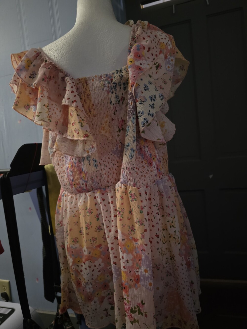 Women's Pink Floral Ruffle Shirt